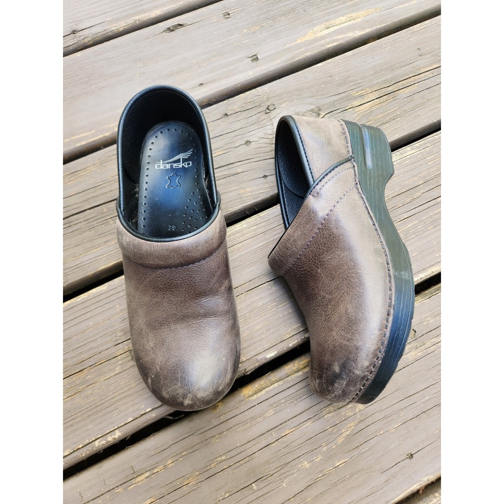 Dansko Professional Clogs‎ Brown Distressed Leather Comfort Shoes Size 39